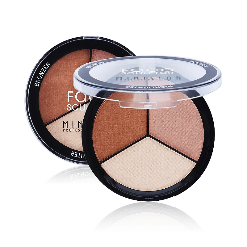 

Brand Make Up 3 Colors Face Pressed Powder Palette Makeup Contour Kit Concealer Highlight & Bronzer Powder Cosmetics Kit