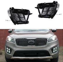 Four eye mode LED daytime running lights car styling For Kia Sorento 2016 fog lamps led DRL