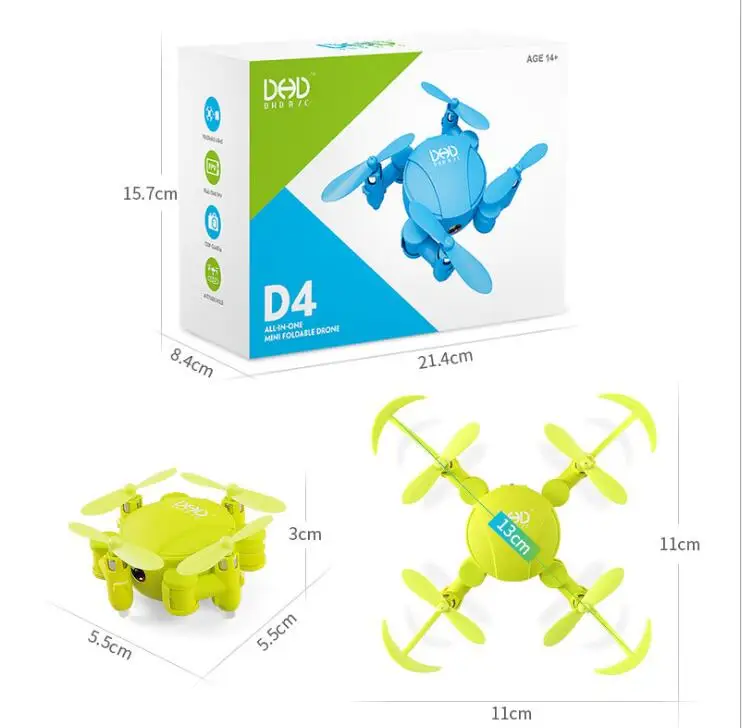 Wi Fi FPV воздушный мини Радиоуправляемый Дрон хобби D4 селфи 720P камера Карманный