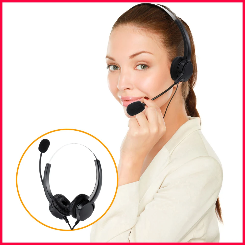

New Professional Telephone Headset Clear Voice Noise Cancellation Call Center Binaural Headphone Corded Headset with Micphone