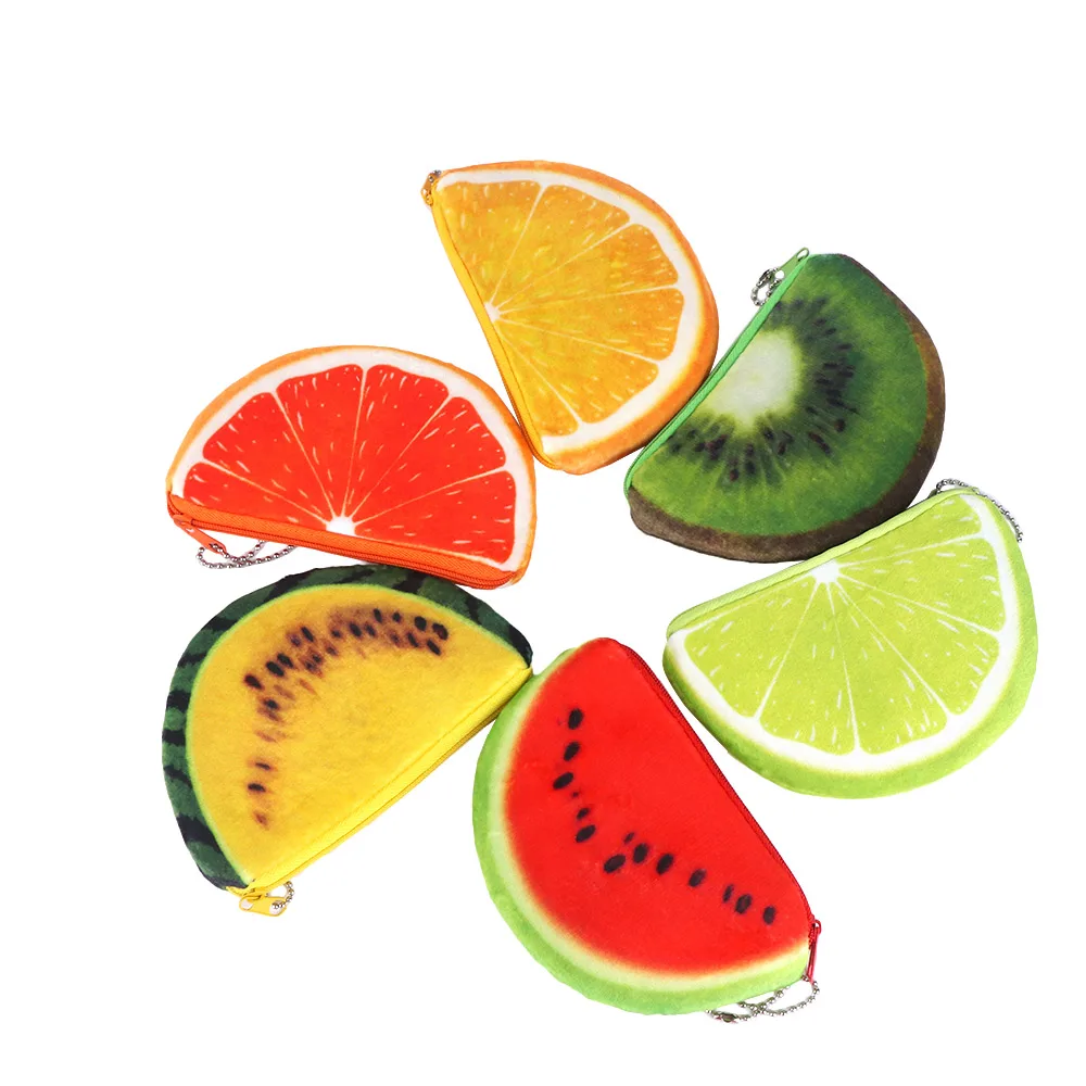 

New Fashion Women's Fruits Coin Bag Wallet Zipper Cute Fruit Handbag Plush Funny Cartoon Mini Bag Coin Purses