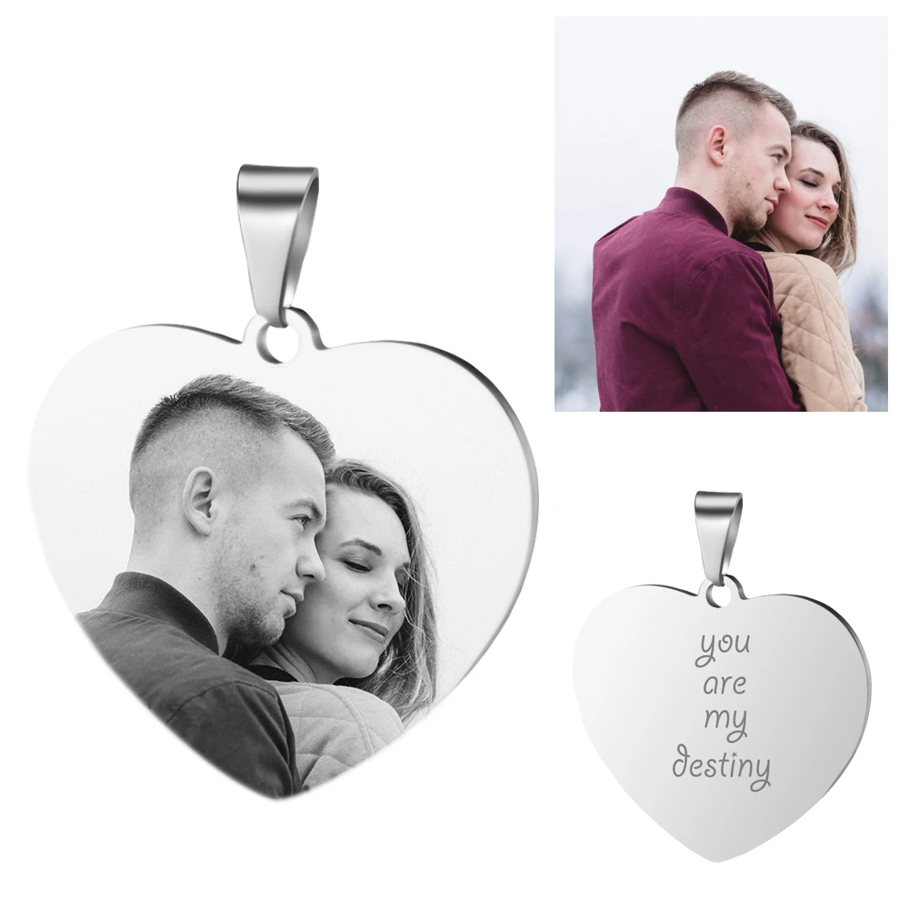 

5 Colors Customized Engrave Text Stainless Steel Pendant Heart Shape ID Tag Accept 1pcs Customize VD-004