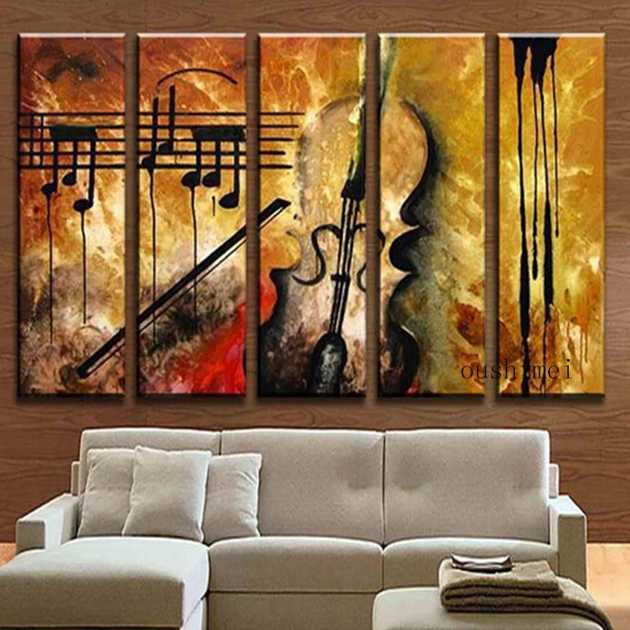 

Hand Painted Music Paintings For Living Room Decor Wall Art Abstract Oil Painting On Canvas Home Decor Group Of Pictures