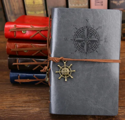 Креативный винтажный блокнот, кожаный блокнот, записная книжка, бумажный Дневник для путешествий, блокнот с вкладышами, высококлассный подарок, журнал, школьные принадлежности - Цвет: gray