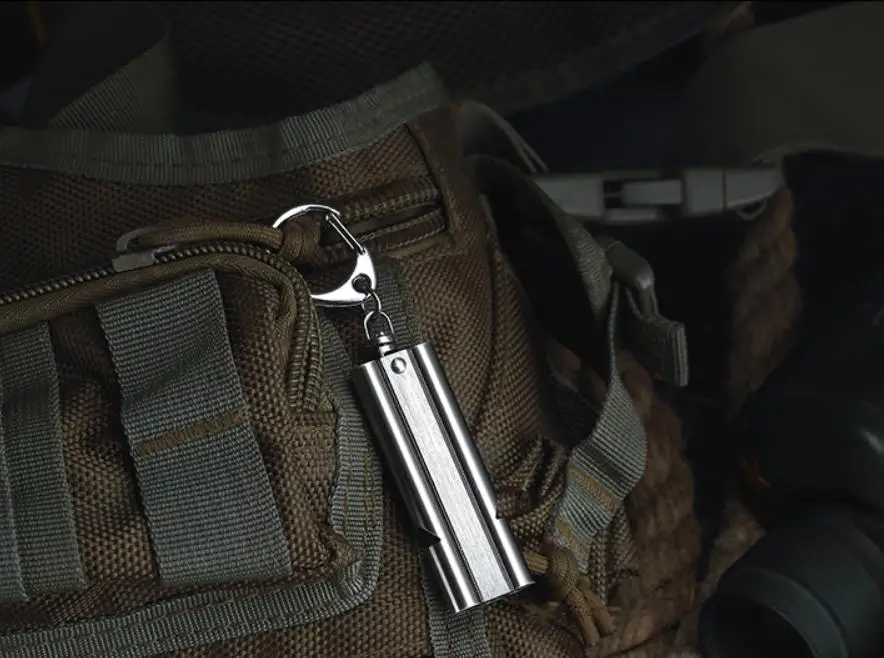 Metal stainless steel training whistle double tube high frequency whistle outdoor survival fire referee sports whistle