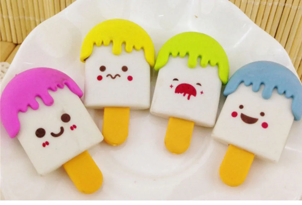 2x Творческий канцелярские изменить натирания детей милый мультфильм Мороженое ластик для начальной школы призы школы kawaii школьные