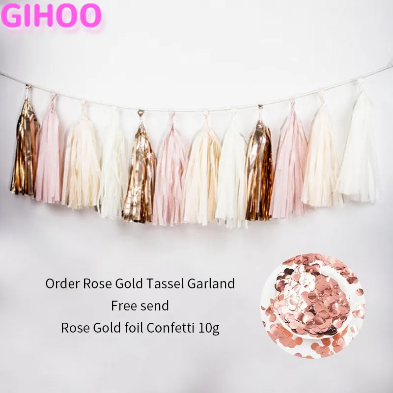 

1 Set Beige Rose Gold Paper Tassels Garland DIY Kit Contains 15 Tassels (3 bags) Wedding Baby Shower Birthday Party Decorations