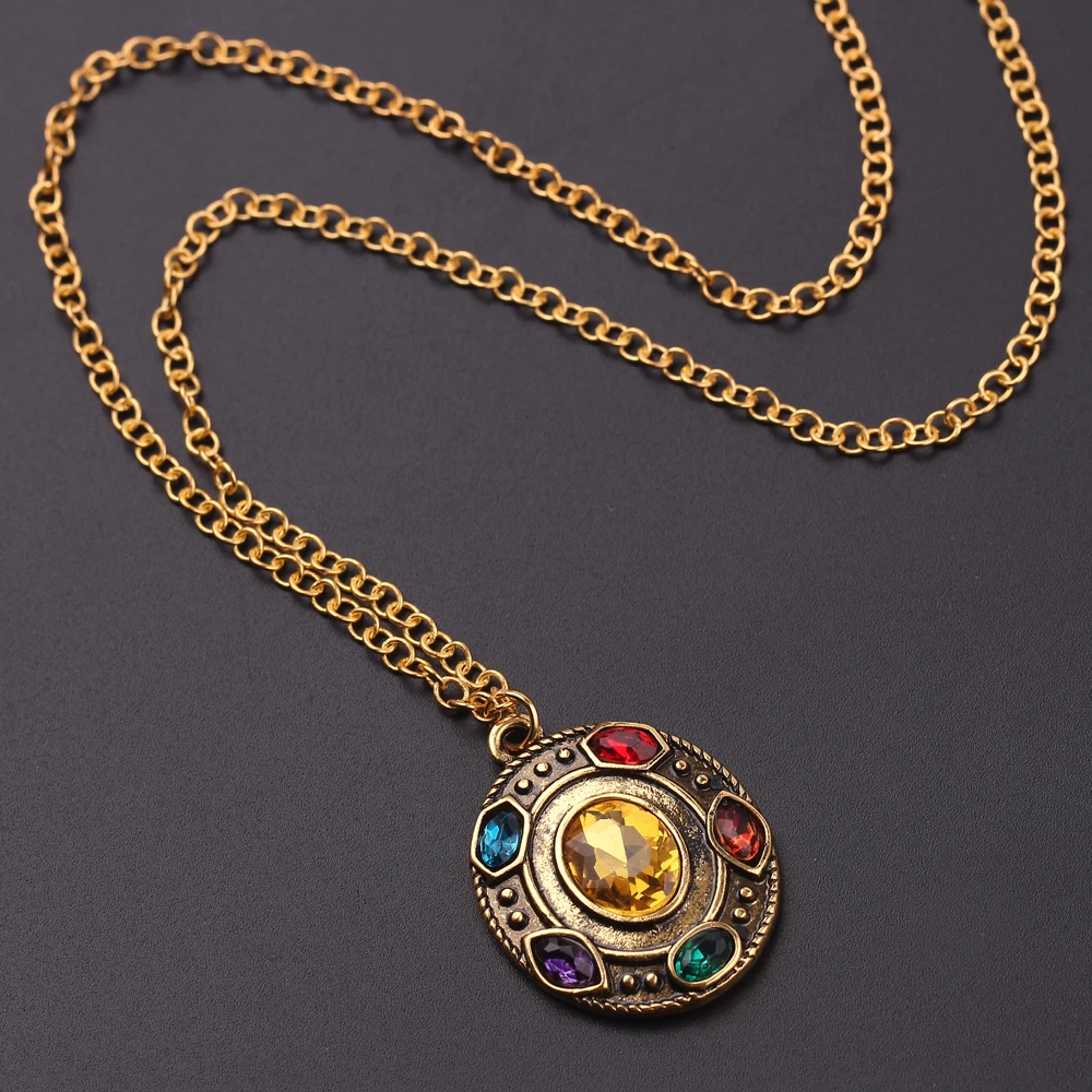 Мстители 4 ожерелье s бесконечный камень танос ожерелье 6 хрустальных камней кулон чокер для мужчин женщин Винтаж чокер ювелирные изделия