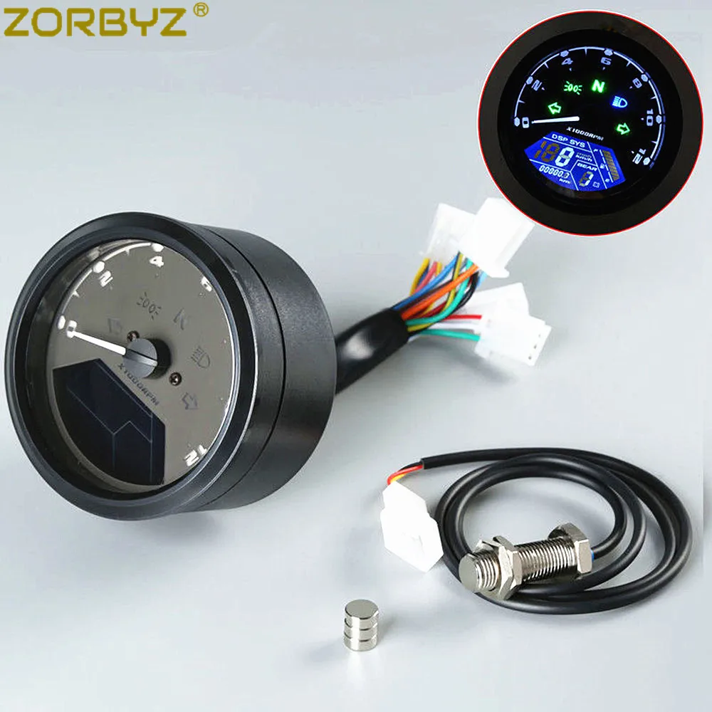 ZORBYZ мотоцикл 12000 RMP kmh Универсальный ЖК цифровой одометр спидометра, тахометра светодиодный