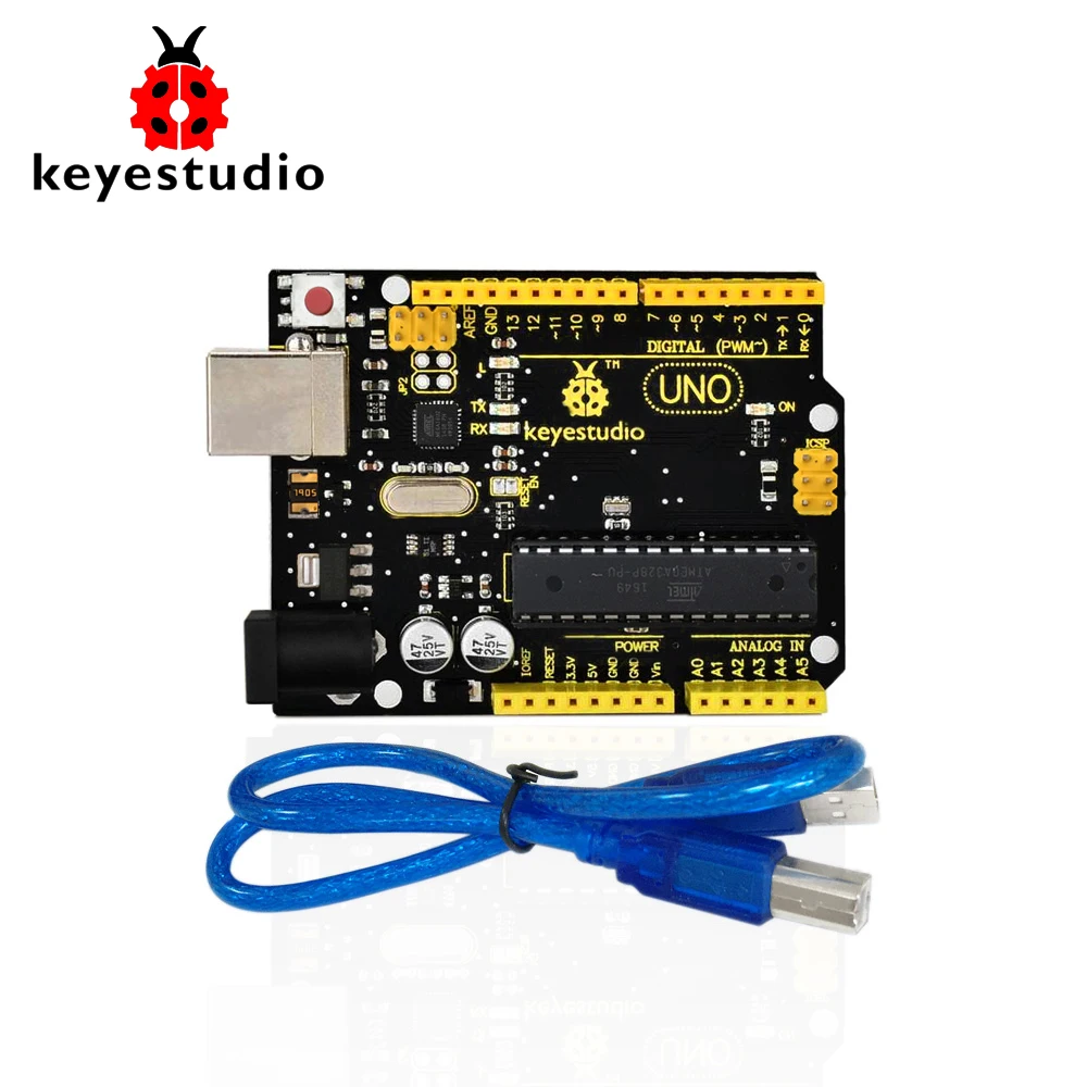 Keyestudio UNO R3 ATmega328P развитию + USB кабель совместим с Arduino UNO R3