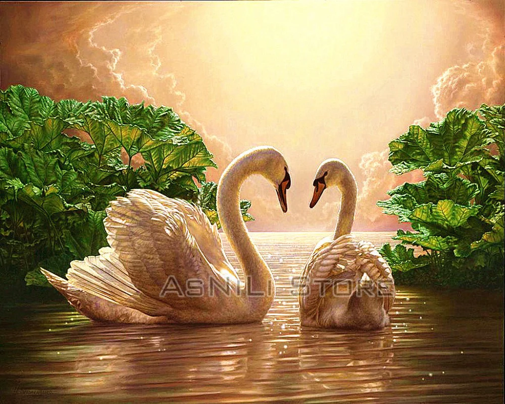

Diamond Embroidery 5D DIY Diamond Painting Animal Swan Couple Lake Diamond Painting Cross Stitch Rhinestone Mosaic decoration