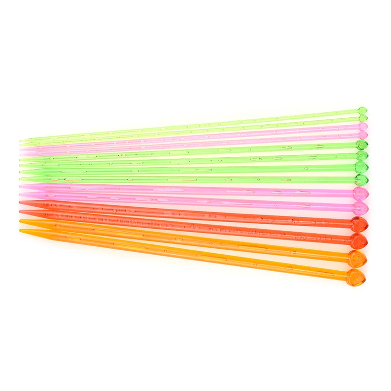 14pcs Multicolor Plastic Knitting Needles Weaving Tool Crystal Knitting Needle Tools For Women Scarf Sweater Tools Accessories (3)