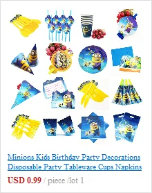 Минни Маус для девочек; Детский комплект для дня рождения; комплект для украшения; вечерние принадлежности с изображением Микки Мауса; тарелка с соломенной чашкой; вилка для дня рождения