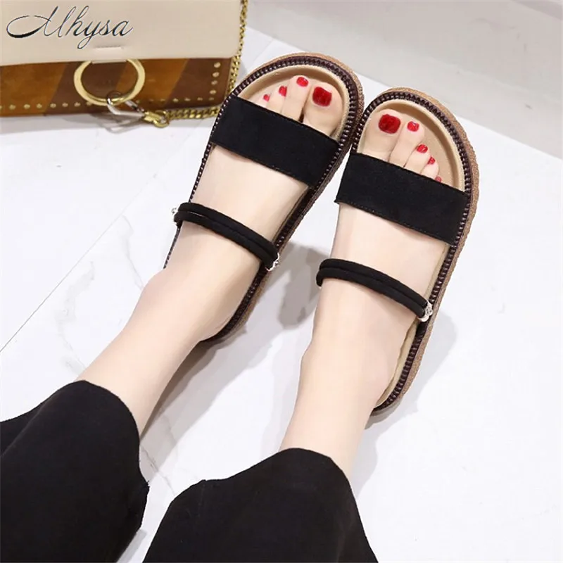 

Mhysa 2019 Summer New Fashion Gladiator Open Toe Medium Heel Platform Sandals Slip On Flip Flops Casual Women sandals T155