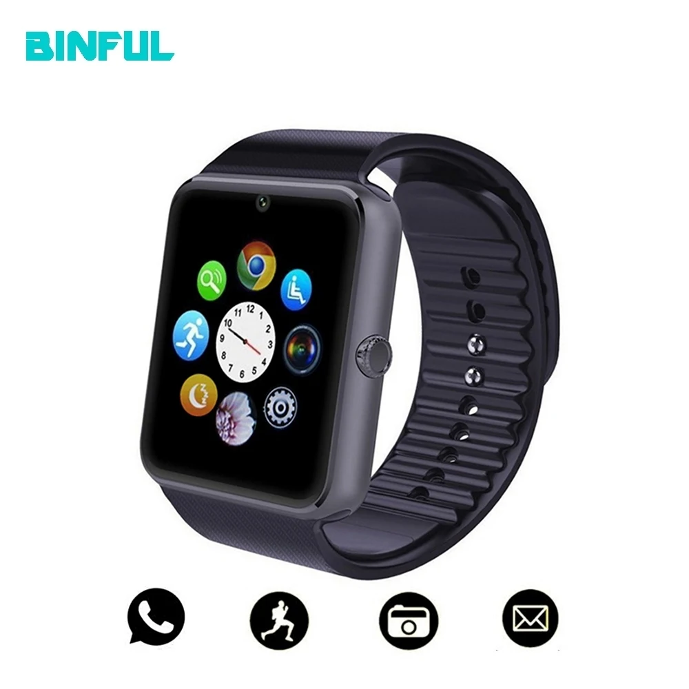 comprar G08 Homens Relógio Inteligente da Tela de Toque Apoio TF Cartão Sim Grande Bateria Da Câmera Para IOS iPhone Android Telefone PK Q18 DZ09 Smartwatch
