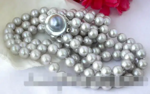 

song voge gem nanJ1704 gray coin freshwater pearl necklace bowknot clasp