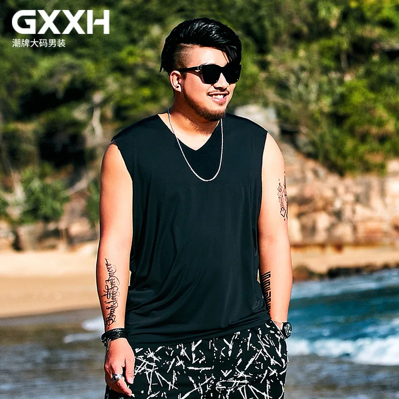 GXXH Summer Oversized Men Tank Tops Big Size for 130kg Men Wear Trend