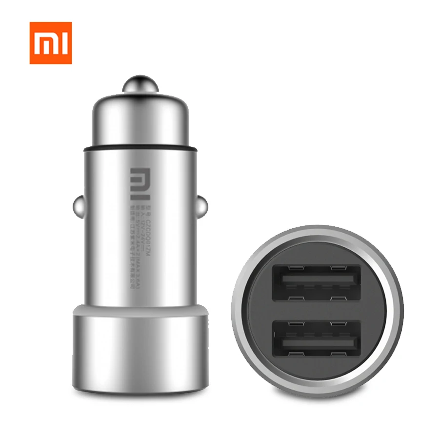 Xiaomi Mi автомобиля Зарядное устройство CZCDQ01ZM Dual USB 5 V/3.6A Быстрая зарядка Металл применяются к Android IOS Системы мобильных телефонов - Цвет: Серебристый