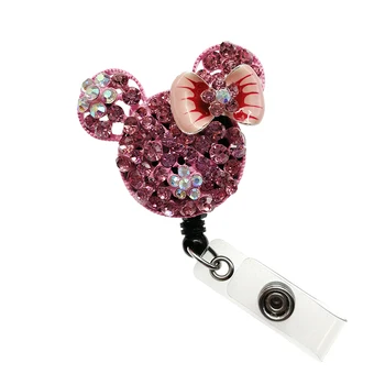 

10pcs/lot Nurse Rhinesotne Aimal Shape Mouse Head Retractable ID Badge Reel