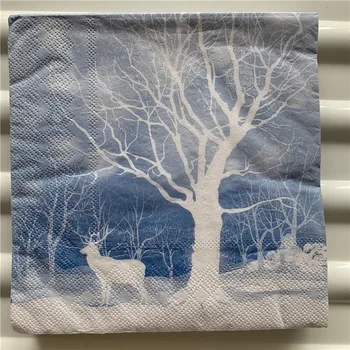 

Decoupage paper napkins elegant tissue vintage cute towel white blue deer tree birthday wedding party home beautiful decor 3 ply