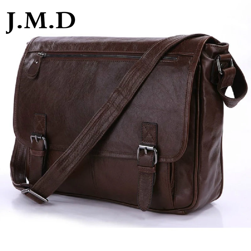 

J.M.D 100% Excellent Genuine Leather Handbags Vintage Leather Men Brown Shoulder bag Messenger Crossbody Bag 7022
