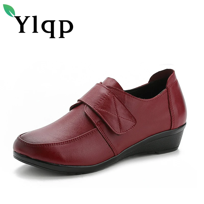 

2018 spring Handmade genuine leather wedges shoes women female casual shoes women low heels slip on leather Fashion Ladies Shoes