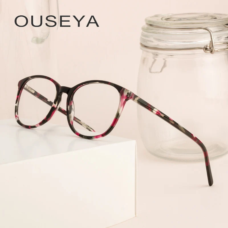 

Acetate Women Eyewear frames Women Round Vintage Retro Flat Top Fashion Design Glasses Frame #CBPA029
