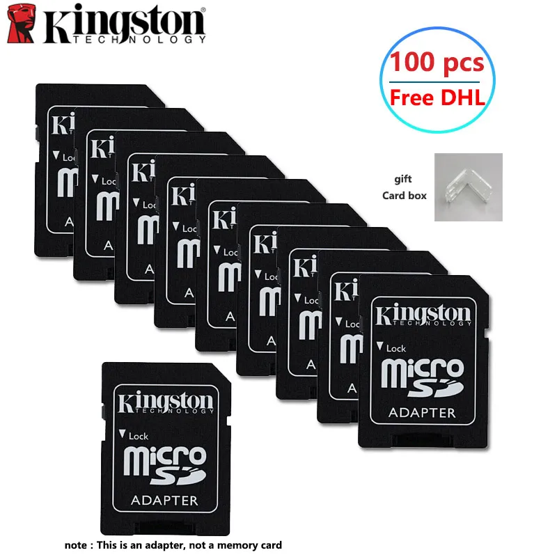 

100pcs Kingston Micro SD Adapter Mini Card Micro SD TF To Memory Stick SD Card Reader Free Shiping DHL Free Delivery Card Box