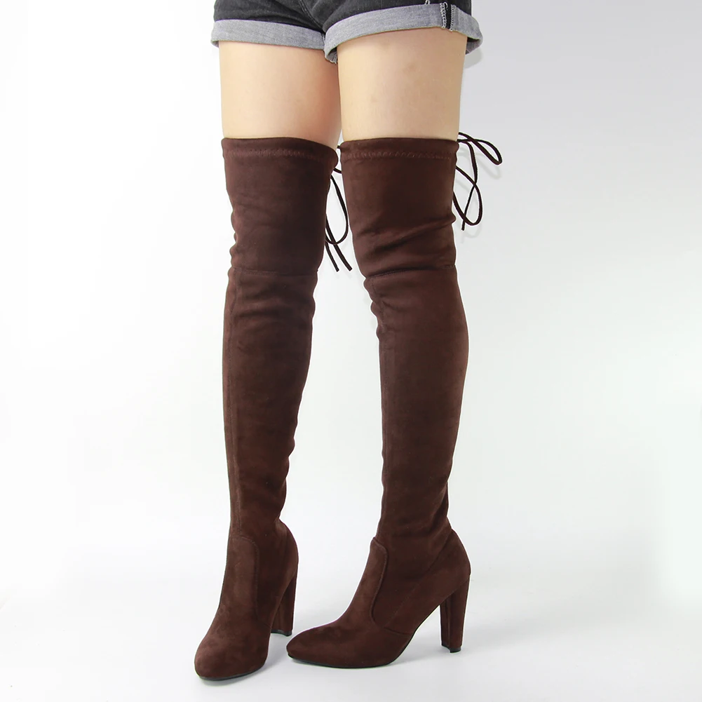 Ceny DoraTasia brand new buty damskie buty damskie duże rozmiary 33 46 jesienne buty za kolano wysokie obcasy sexy party buty damskie