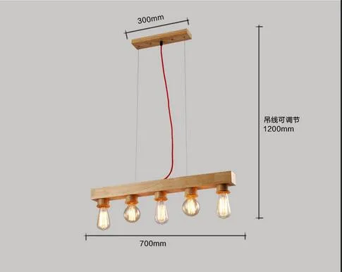 Edison свет подвеска творческая личность Ресторан светлая полоса исследование твердой древесины подвесной светильник прямые 5 глава hanglamp MZ98