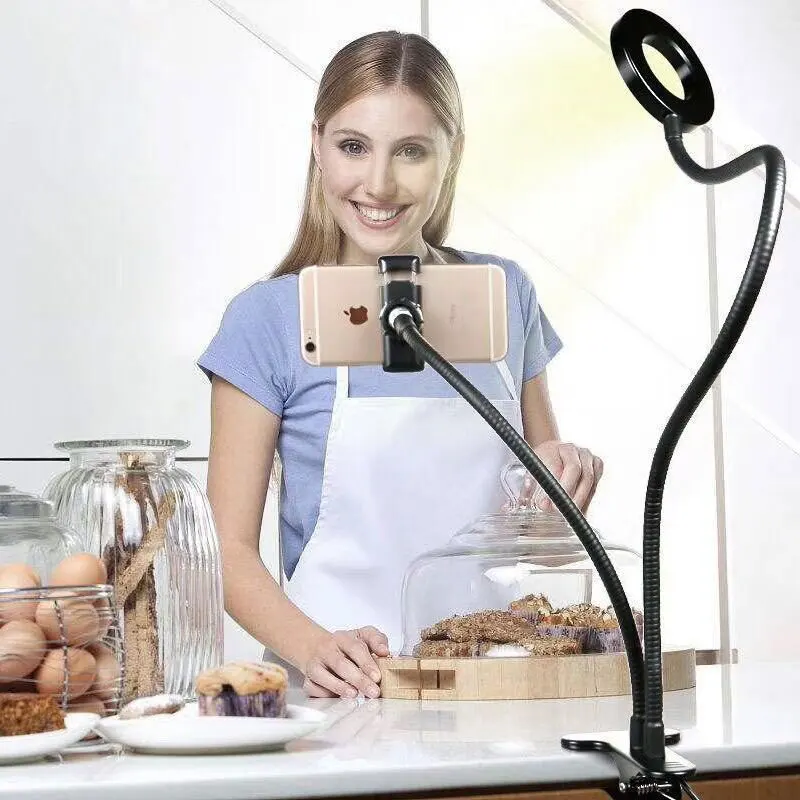 Светодиодный кольцевой светильник для селфи светодиодный ночник с держателем для Youtube Live Stream макияж камеры настольные лампы
