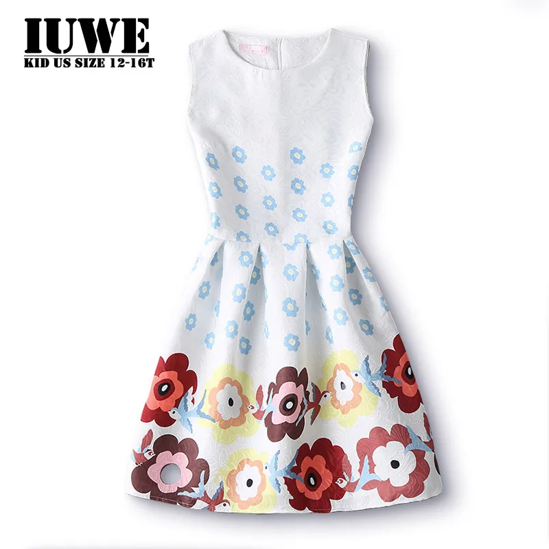 

Sleeveless Girls Dress Flower Pattern Dresses for Girls 12-16T Children's Holiday Dress 20 Infant Dresses for Teenage Girls 2017