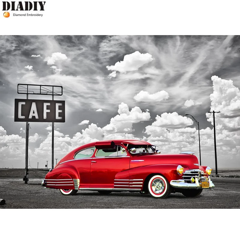 

Full Round Drill 5D DIY Diamond Painting Red classical car 3D Embroidery Cross Stitch Mosaic Rhinestone Decor