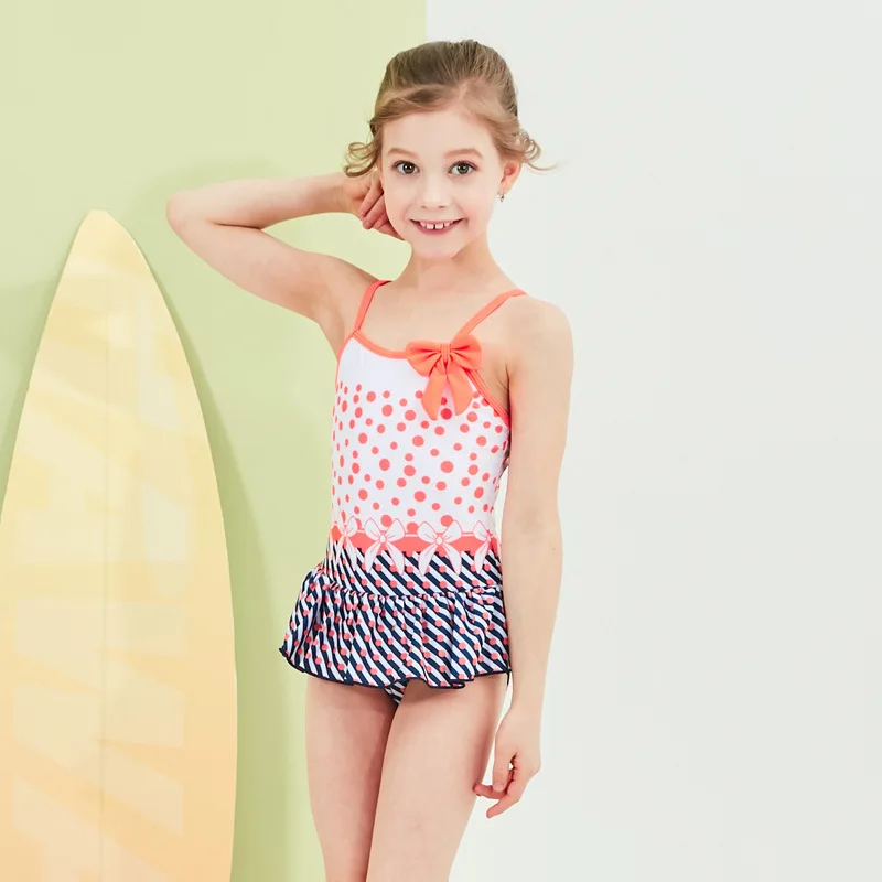 

New Girl Dot Bow-knot Bikini Girl One-piece Bathing Suit Lovely Swimsuit Bikini Swimsuit for Girls Swimwear Sports Style Maillot