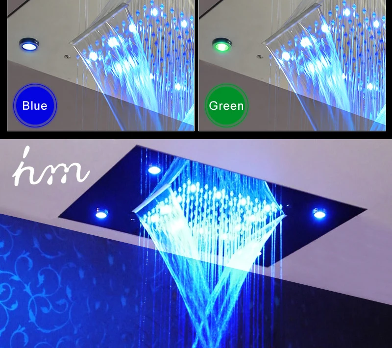 Waterfall LED Shower Faucet Set Contemporary  Bathroom Rain Shower Head  Side Spray  Large Water Flow Bath Valve (4)