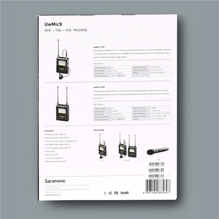 Saramonic UWMIC9 UHF видео трансляции интервью петличный беспроводной микрофон системы для Canon Nikon DSLR камеры sony видеокамеры