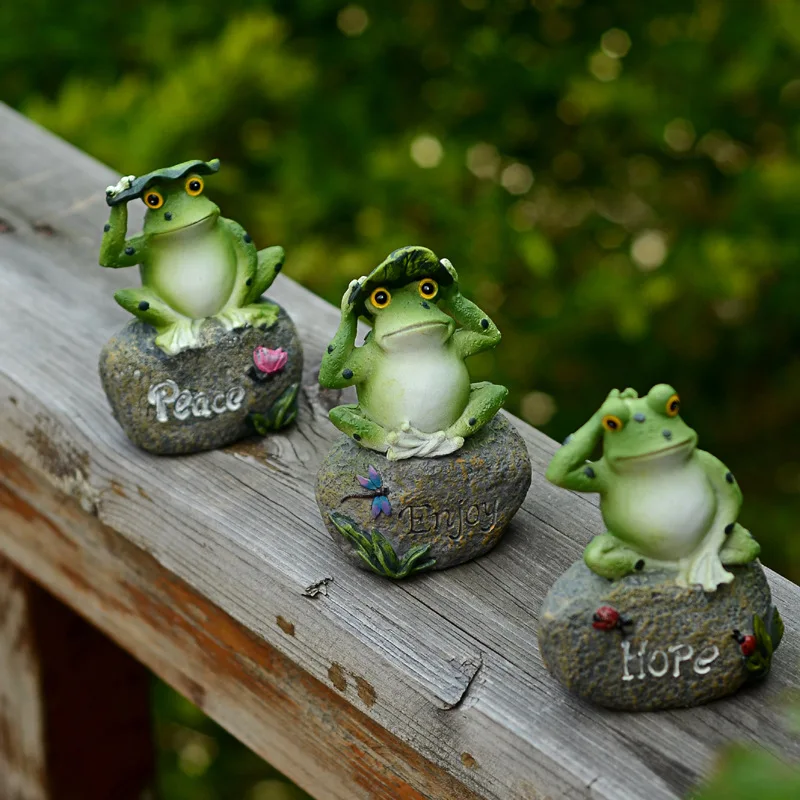 

3 Pcs Set Wholesale French Country Garden Animal Ornaments Gardening Pond Landscaping Frog Garden Decor Miniatures Figurine