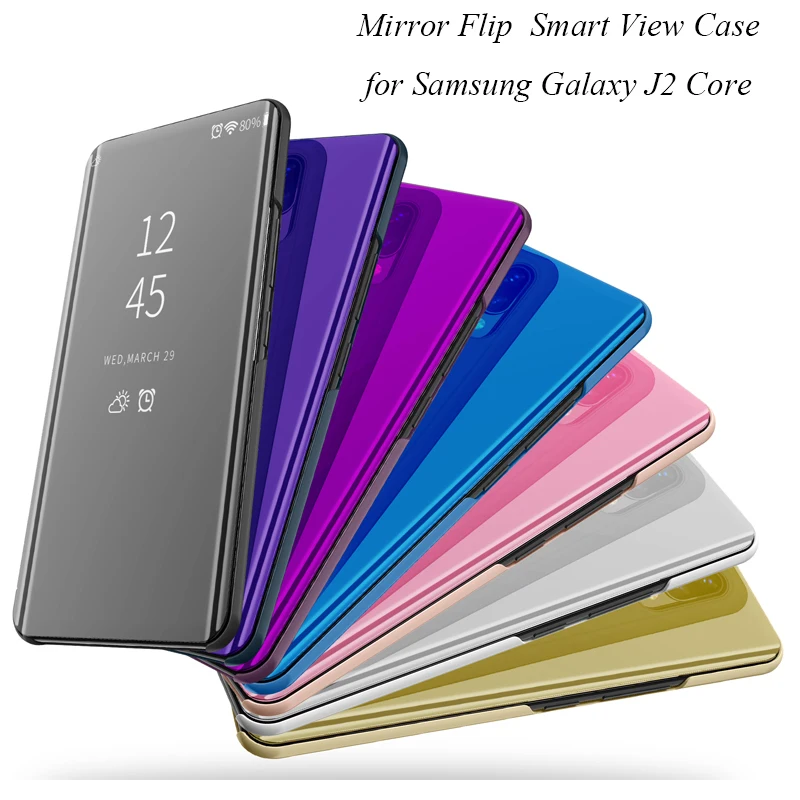 

Smart Flip Stand Mirror Case For Samsung Galaxy J2 Core Case Clear View PU Leather Cover For Samsung Galaxy J2 Core Case Cover
