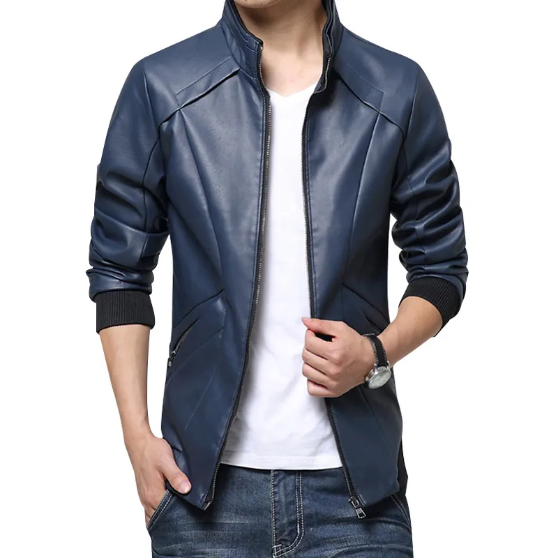 

HCXY brand mens Leather Jacket 2017 New Fashion Autumn Jackets and Coats for male Faux Soft PU Slim jacket Masculino