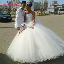 Beauty-Emily White Organza Wedding Party Dresses Strapless Zipper Ball Gown Sleeveless Wedding Dresses Bridal Dresses 2017