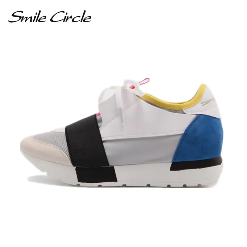 

Smile Circle 2018 Spring Autumn Casual Shoes Womon Fashion Pointed toe Lace-up Sneakers For Women Flat Platform Shoes woman