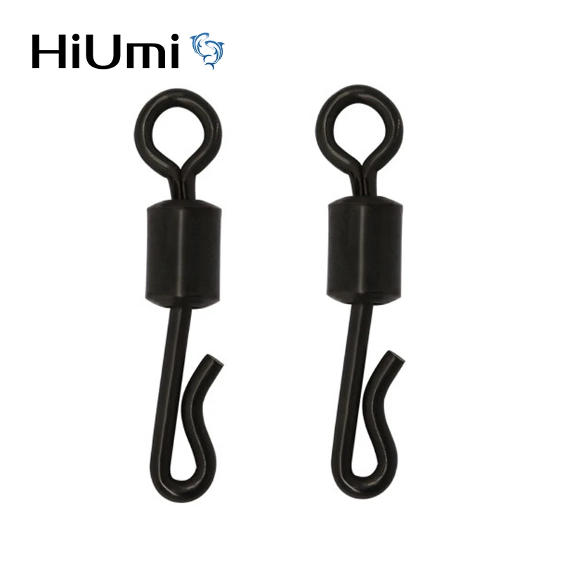 

HiUmi Large Long Body Q-Shaped Black Quick Change Swivels For Carp Fishing Size 4# Fishing Terminal Tackle Accessories Pesca