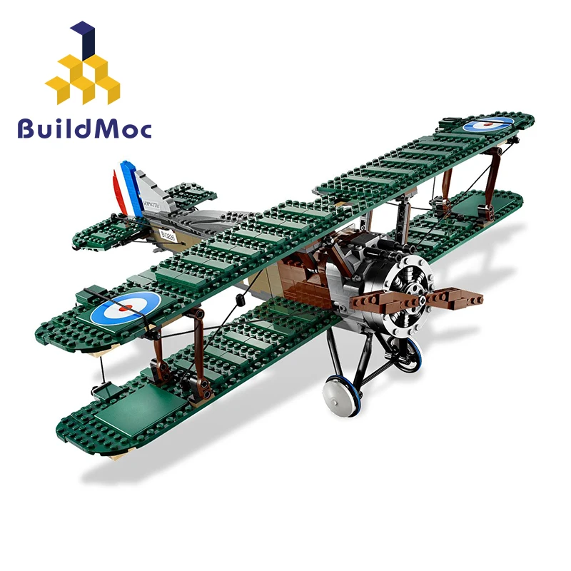 BuildMOC для 10226 эксклюзивная серия игрушек Sopwith Camel, наборы блоков, кирпичи, подарок на день рождения, S003