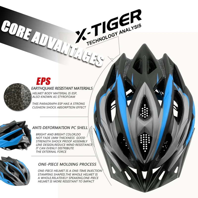 X-TIGER,, ультралегкий велосипедный шлем, литой, MTB, велосипедный шлем для горного велосипеда, защитный шлем, для улицы, для альпинизма, для мужчин и женщин