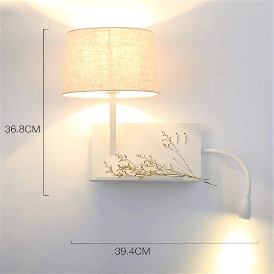 Креативный светодиодный настенный светильник из ткани с usb-зарядкой, современный прикроватный светильник для спальни, домашний декоративный светильник для чтения, светодиодный настенный светильник - Цвет абажура: a right
