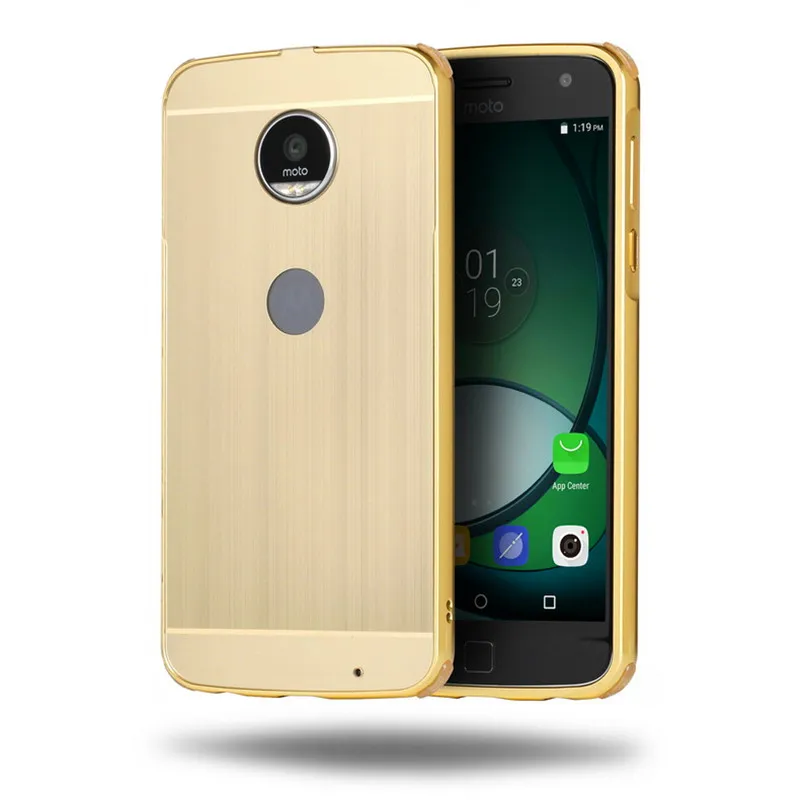 

For Moto Z Play XT1635 Case Plating Metal Frame with Brushed Back Cover Hard Case for Motorola Moto Z Play XT1635 XT1635-3 5.5