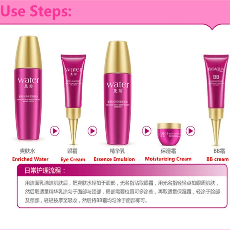 BIOAQUA Mexico Plant 5PCSSET Essence Tonic Cream Face Care Nutrition Moisturizing Anti-Aging Cream Anti Wrinkle Nourishing 7