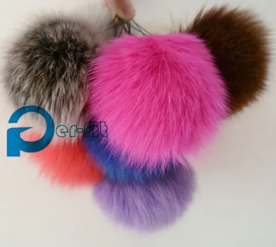 

Fox fur charm D11cm soft fox fur ball charm fur pom free ship 30pcs per lot wholesale mixed colors