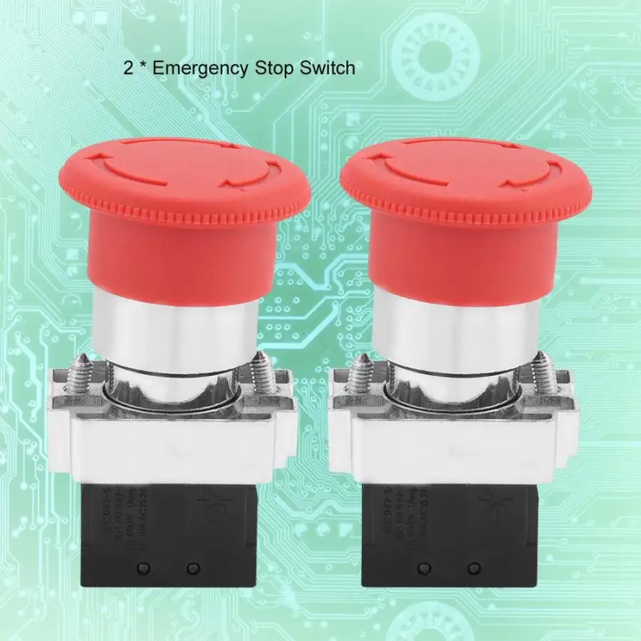 Беспроводной переключатель 2 шт. красный знак Аварийная кнопка остановки 22 мм XB5 переключатель