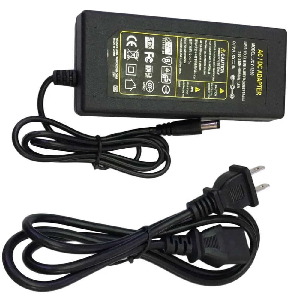 12V 5A 5 мм 2 1 AC DC Мощность адаптер для Светодиодные ленты Беспроводной фрезерный